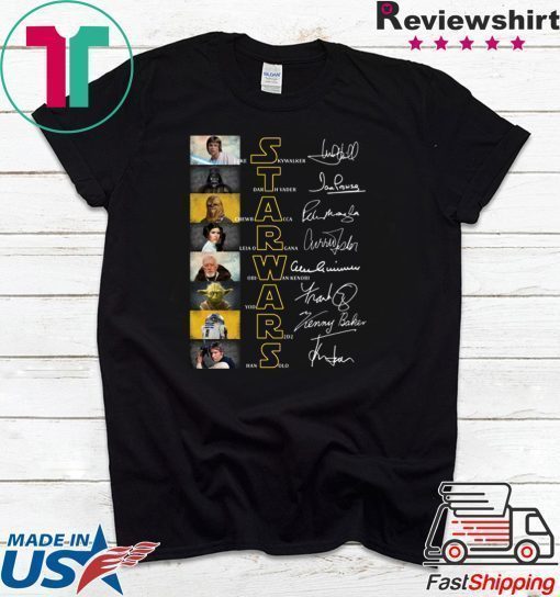 Star war characters signatures shirt