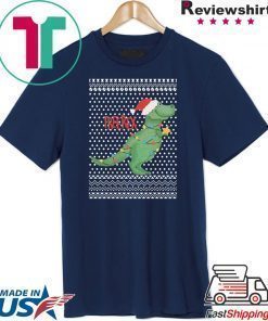 Tree Rex Funny Christmas Light Santa Hat Ugly T-Shirt