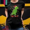 Tree Rex Sparkling Light Santa Hat Christmas T-Shirts