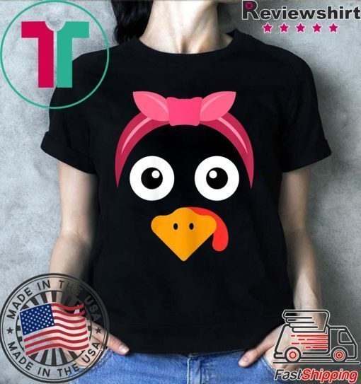 Turkey Face & Pink Headband Running Pilgrim Trot Funny Gift T-Shirt