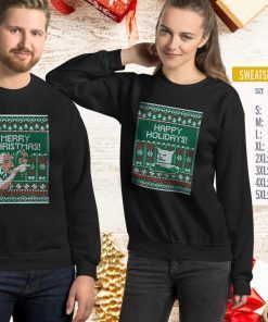 Woman Yelling at Cat Meme Ugly Christmas Sweater Faux Cross Stitch Duo Set in T-shirt