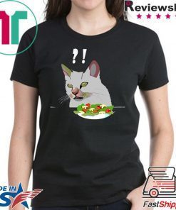 Yelling At Confused Cat At Dinner Table meme T-Shirt