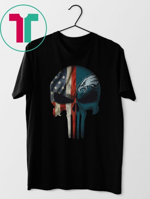 philadelphia eagles american flag punisher skull shirt