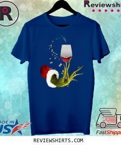 santa grinch hand holding wine glass shirt