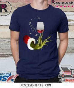 santa grinch hand holding wine glass shirt