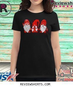 three gnomes in red costume christmas shirt