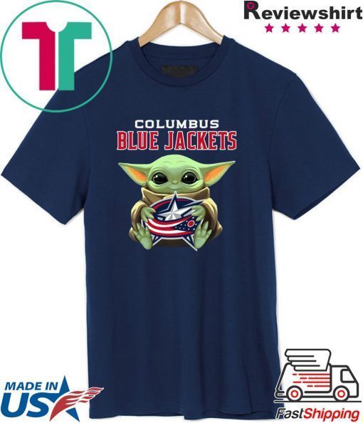 Baby Yoda Hug Columbus Blue Jackets Logo Tee Shirts