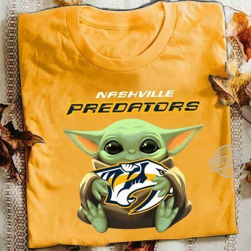 Baby Yoda Hug Nashville Predators Logo Shirt