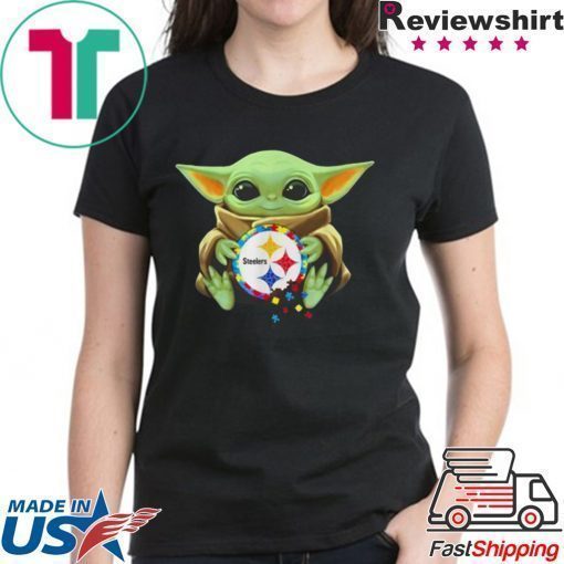 Baby Yoda hug Autism Pittsburgh Steelers shirt