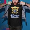 Baby Yoda hug Los Angeles Rams shirt