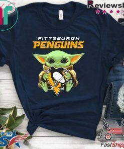 Baby Yoda hug Pittsburgh Penguins Tee Shirt