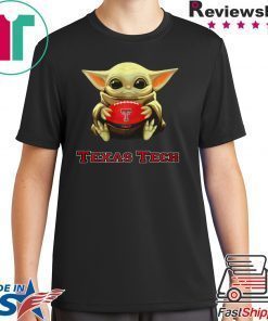 Baby Yoda hug Texas Tech shirt