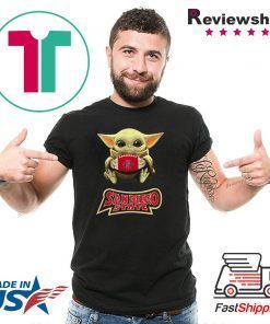 Baby Yoda hugging San Diego State Aztecs shirt