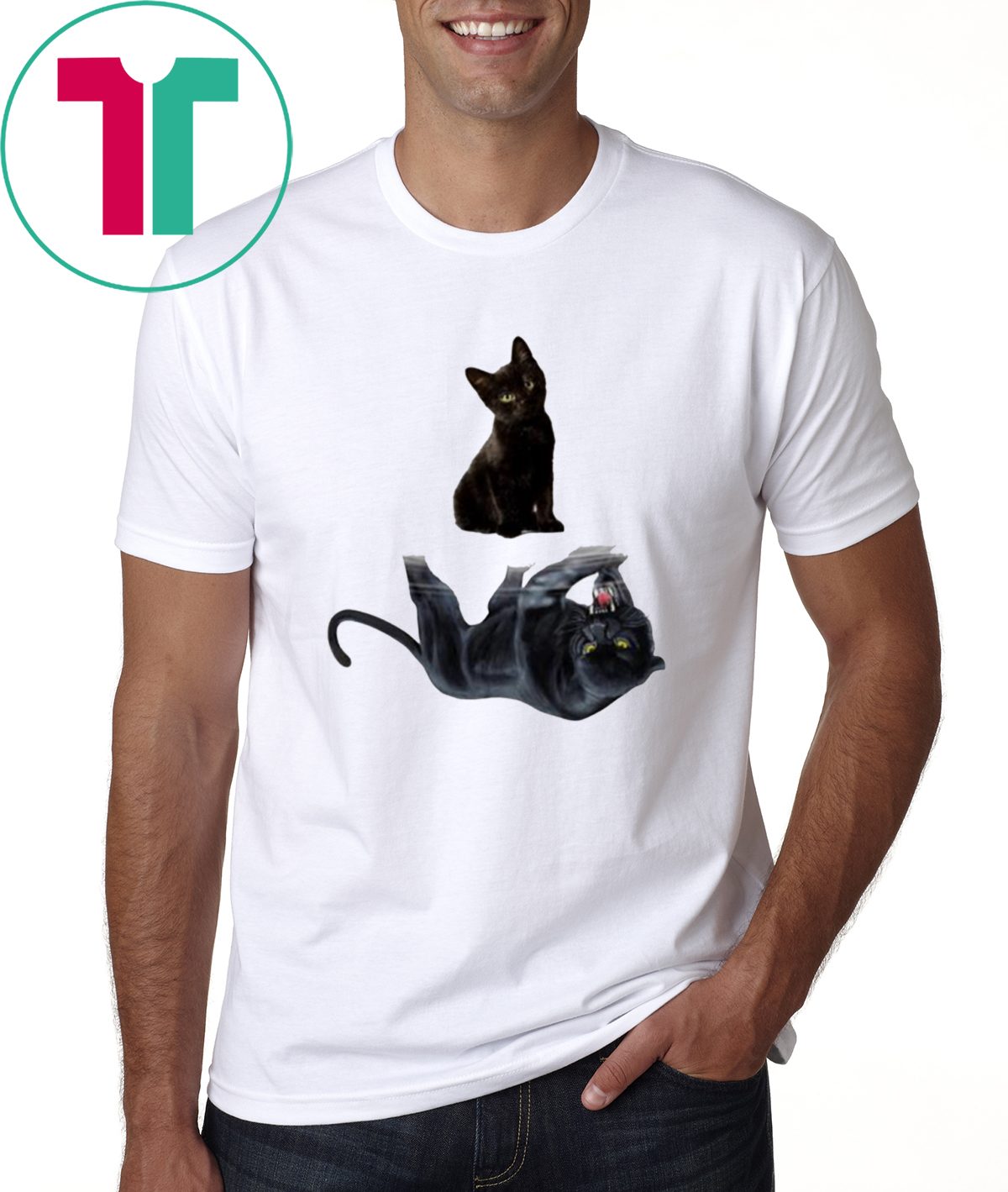 Black cat water reflection mirror black panther shirt - Reviewshirts Office
