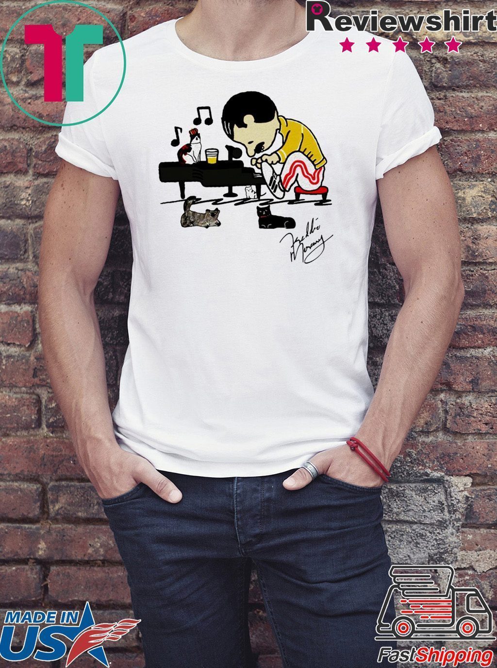 Freddie Mercury Rocketman Cats signature shirt