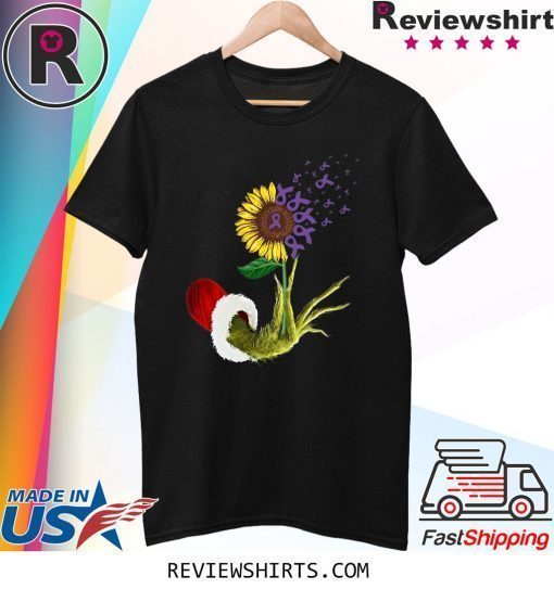 Grinch Hand Holding Awareness Cancer Sunflower Shirt