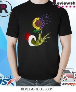 Grinch Hand Holding Awareness Cancer Sunflower Shirt