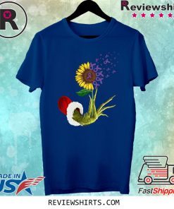 Grinch Hand Holding Awareness Cancer Sunflower Shirt