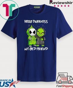 Grinch and Skelington Hello Darkness My Old Friends Tee T-Shirt