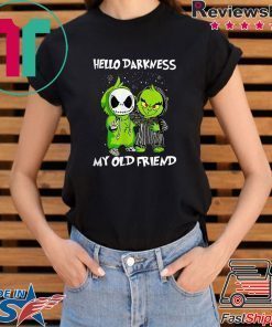Grinch and Skelington Hello Darkness My Old Friends Tee T-Shirt