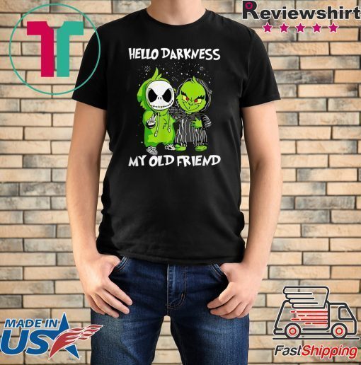 Grinch and Skelington Hello Darkness My Old Friends Tee T-Shirt