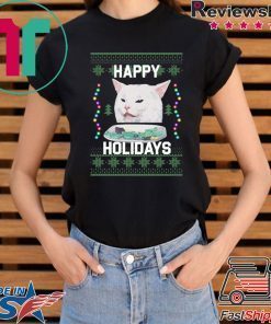 Happy Holidays Cat Woman Yelling At Cat Christmas Shirt