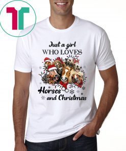 Just A Girl Who Loves Horses And Christmas Shirt