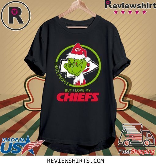 KANSAS CITY CHIEFS NFL CHRISTMAS GRINCH SANTA I HATE PEOPLE BUT I LOVE MY CHIEFS T-SHIRT