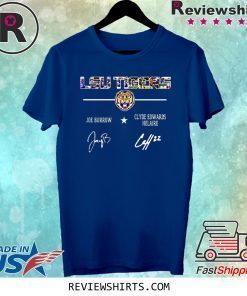 LSU Tigers Joe Burrow Clyde Edwards Helaire Signatures Shirt