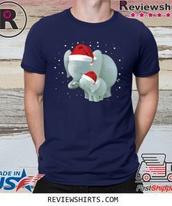 Womens Elephants Mom And Baby Christmas T-Shirt