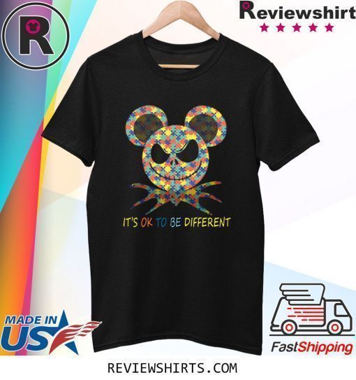 AUTISM AWARENESS JACK SKELLINGTON MICKEY IT'S OK TO BE DIFFERENT SHIRT