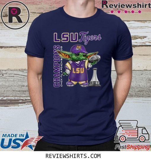 Baby Yoda LSU Tigers Champions Chick Fil A Peach Bowl 2019 Shirt