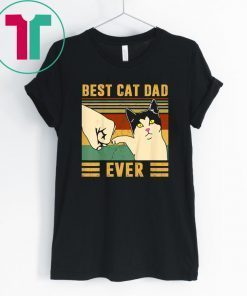 Best Cat Dad Ever Funny Kitten Cat Fist Bump Retro Vintage T-Shirt