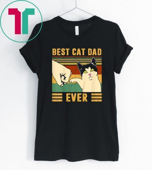 Best Cat Dad Ever Funny Kitten Cat Fist Bump Retro Vintage T-Shirt