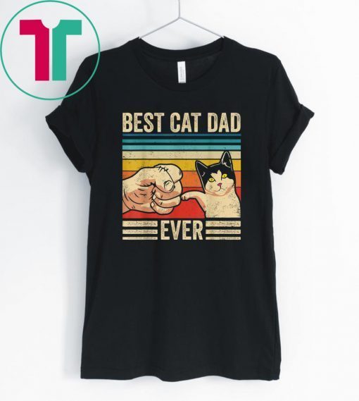 Mens Vintage Best Cat Dad Ever Bump Fit Fathers Day Gift T-Shirt