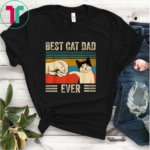 Mens Vintage Best Cat Dad Ever Bump Fit T-Shirt