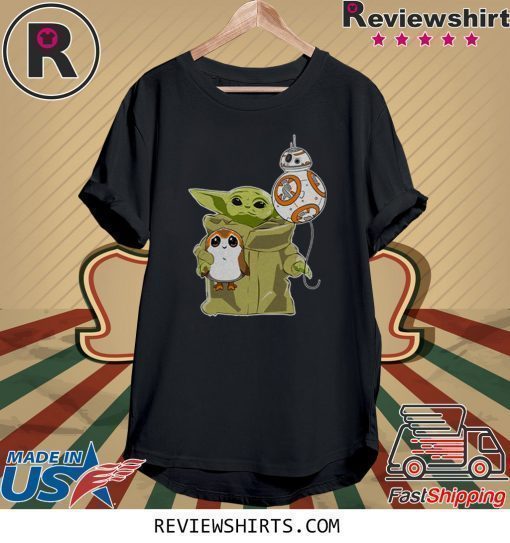 The Mandalorian Baby Yoda hug Sad Porg shirt