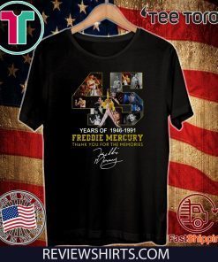 45 Years Of Freddie Mercury 1964 – 1991 Thank You For The Memories For T-Shirt