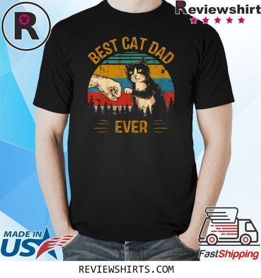 Best Cat Dad Ever Paw Fist Bump Fit Vintage Retro Shirt