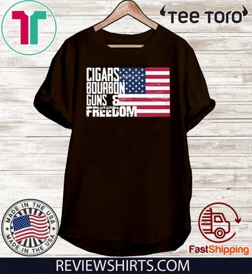 Cigars Bourbon Guns And Freedom American Flag Shirt