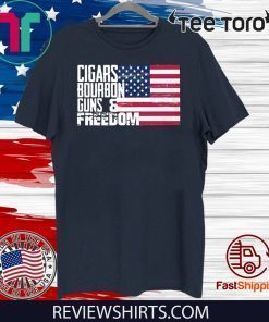 Cigars Bourbon Guns And Freedom American Flag Shirt