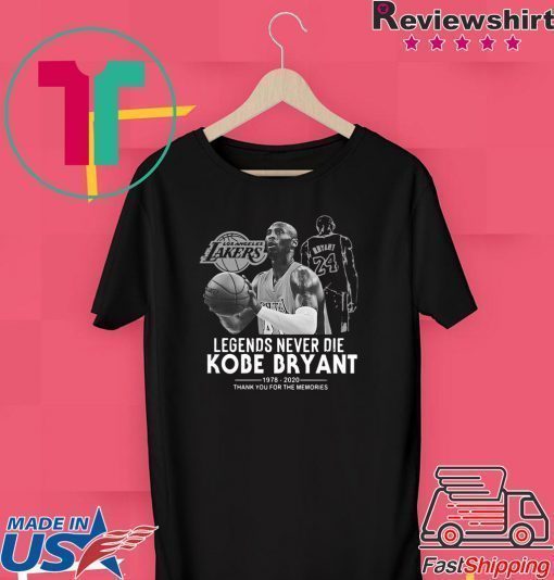 Los Angeles Lakers Legends Never Die Kobe Bryant 1978-2020 Thank You For The Memories Shirt