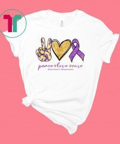 Peace Love Cure Purple Ribbon Alzheimer's Awareness T-Shirt