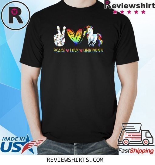 Peace Love Unicorn Hippie Style Awesome T-Shirt