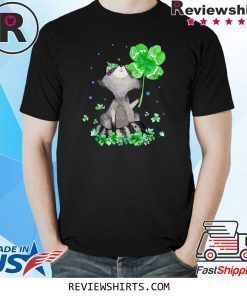 Raccoon Holding Shamrock Stars Cute St Patrick's Day T-Shirt