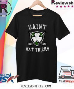 Saint Hattrick st Patrick's Day Hockey Hat Tricks Shirt
