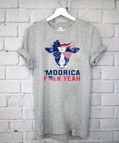 Cow American Flag Mooric Fuck Yeah Shirt