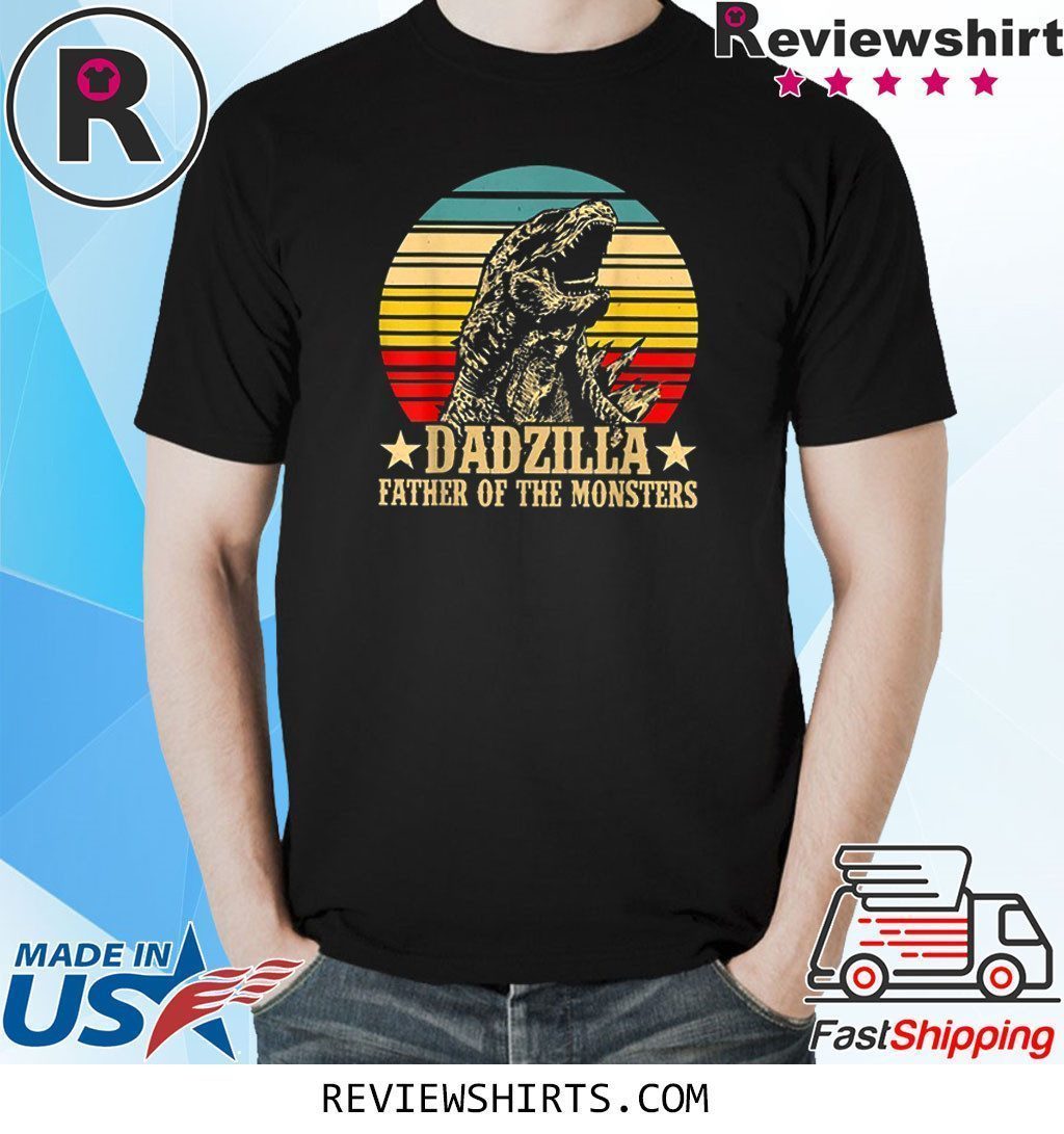 Dadzilla Father Of The Monsters Retro Vintage Sunset T-Shirt