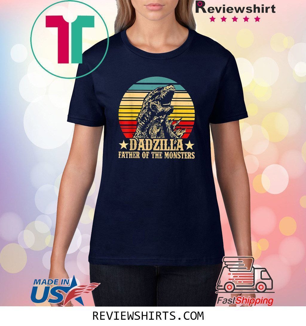 Dadzilla Father Of The Monsters Retro Vintage Sunset T-Shirt