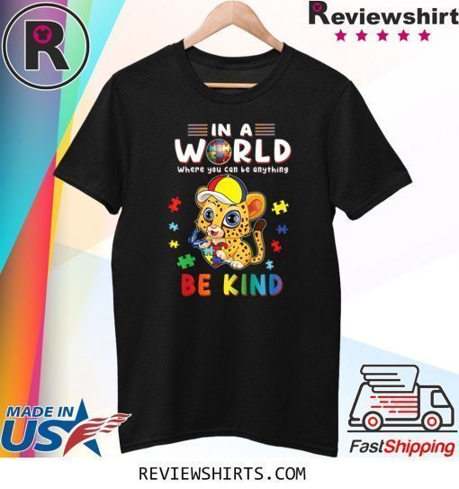 In A World Where You Can Be Anything Cheetah Be Kind Autism Shirt